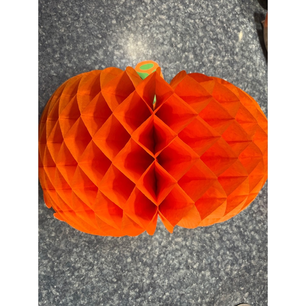 Vintage Beistle Honeycomb Pumpkin Halloween Thanksgiving Centerpiece Decor USA